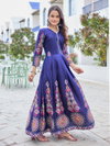 Navy Blue Colour Rayon Print Gown Collection Online Wholesale Aaradhna 2032